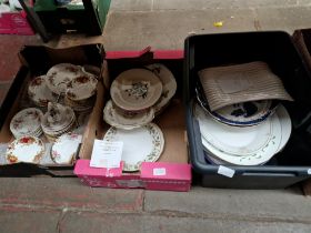 Three boxes of pottery and china