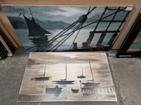 Robert Lee (British 20th/21st century), two oil on boards depicting boats, one signed 'Robert G Lee,