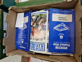 A box of Everton FC 100 home home programmes, 1960s and later.