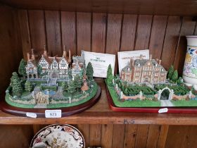 2 large model buildings by Danbury Mint (each with a separate wooden plinth)