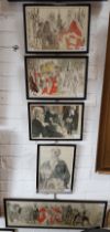 After Feliks Topolski (1907-1989), five prints, courts scenes, each framed and glazed.