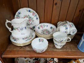 Aynsley ‘Pembroke’ breakfast wares including cereal bowls, breakfast milk jug, cups & saucers etc. -