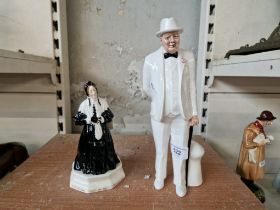 Two Royal Doulton figurines; Charley's Aunt (HN 35 1914-1938) and Sir Winston Churchill.