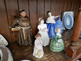 5 Royal Doulton figures including ‘Elaine’ HN2791, ‘The Jovial Monk’ HN2144 etc.