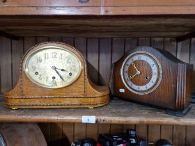 Two Mantle clocks, both without keys and one without Glass in the face.