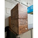Three vintage wooden crates used for shipping Raisins from the USA to the UK