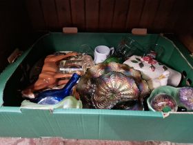 Assorted ceramics, glass etc. including Doulton, carnival glass, Maling etc