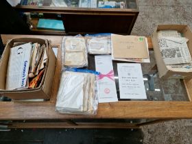 Two boxes to include Preston Guild memorabilia (1952/72) and a box of cookery recipes ec