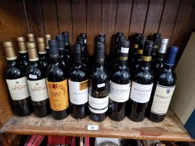 Various bottles of red wine, 2001-2007, including Rioja Reserva, Merlot, etc, 24 bottles in total.