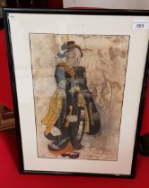 Japanese inspired watercolour depicting a Geisha woman, signed 'R. Lenkiewicz' to lower left, 24cm x