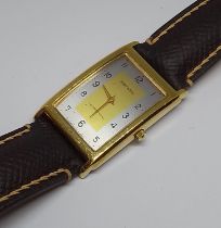 A Zenith Cosmopolitan Art Deco style gold plated wristwatch, case width 22mm, two tone dial,