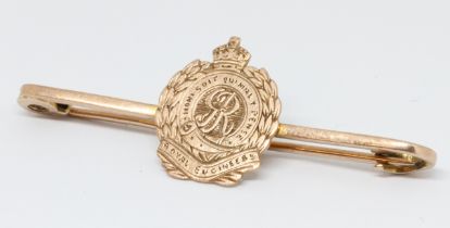 A Royal Engineers Sweetheart brooch, marked '9ct', gross wt. 2.1g.