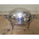 A Walker & Hall rollover silver plated bacon dish.