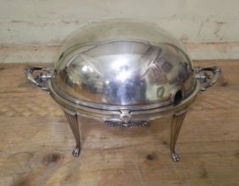 A Walker & Hall rollover silver plated bacon dish.