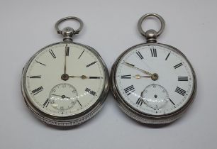 Two hallmarked silver open faced pocket watches.