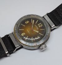 A Vostok Soviet Union era diver's watch, case diam. 37mm, later leather strap.