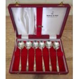 A set of six Pride pattern silver desert spoons, Elkington & Co, Sheffield 1965, with Walker &