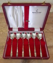 A set of six Pride pattern silver desert spoons, Elkington & Co, Sheffield 1965, with Walker &