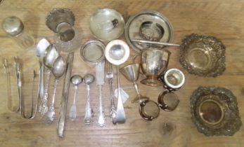 A mixed lot of hallmarked silver, weight 16.4ozt, together with various white metal and silver