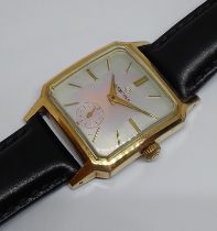 A Certina Art Deco style gold plated wristwatch, case width 28mm, manual wind movement, later