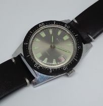 A Buler Submariner style diver's watch, case diam. 38mm, stainless steel case, manual wind movement,