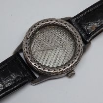 A John Hardy Collection silver cased quartz wristwatch, diam. 36mm, original croc leather strap.