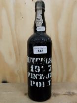 A bottle of Hutcheson 1977 vintage port.