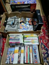 2 boxes of consoles and games to include an Xbox 360, Nintendo 64, Ingersoll XK-4000, xbox 360 games