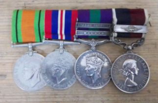 RAF WWII and post war group of four comprising Defence, 1939-45 War, General Service with Arabian