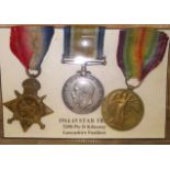 WWI group of three awarded to 5300 Private D Kilkenny Lancashire Fusiliers