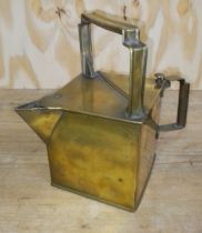 An antique brass arts & crafts hot water can attributed to Christopher Dresser design Rd 332218.