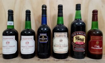 Six bottles of sherry including Harvey's Bristol Cream & Old England Cream.