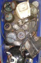 A box of mainly vintage/classic motorcycle dials.