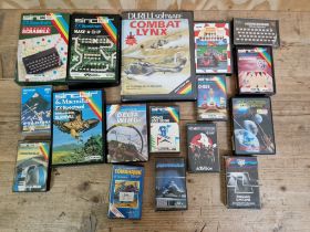 A tray of assorted Sinclair ZX Spectrum games.