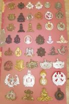 Approx. 43 cap badges.