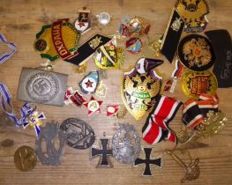 Assorted Russian and German badges and medals etc. mainly post war reproductions.