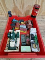 A tray of assorted vintage dicast toys comprising of 20 playworn 1950's-70's Dinky & Corgi, a
