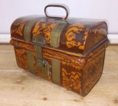 A wood effect painted tin chest, length 31cm.