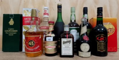 A mixed lot of alcohol comprising Southern Comfort, Courvoisier cognac, Smirnoff vodka, Port,