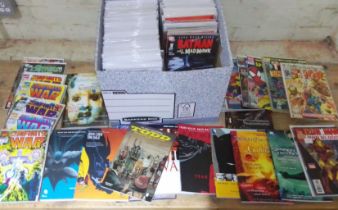 A box of assorted vintage comics to include Warlord & Bullet etc.