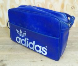 A vintage Adidas blue sports bag.