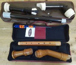 A Yamaha plastic bass recorder and a Coolsma wooden tenor recorder.