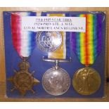 WWI group of three awarded to 19254 Private J. May Loyal North Lancashire Regiment