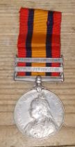 Queen's South Africa medal with 1901 and 1902 clasps awarded to 3271 Pte. T. Hanlon. S. Lanc. Regt.