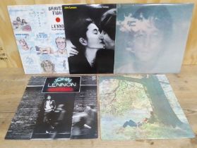 Five John Lennon/Yoko Ono LPs; Shaved Fish, Double Fantasy, Imagine, Rock 'n' Roll and John Lennon/