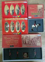Four boxed sets of Britains lead soldiers; 5991 Scotts Guards colour party with state colour,