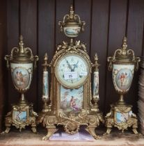 A reproduction clock garniture, with key