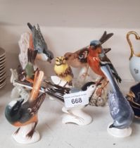 8 Goebel birds including Chaffinch (12.5cm high), Nuthatch (14cm) etc.