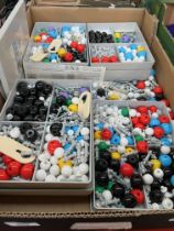 A box of molecular model kits/parts