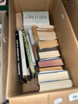 A box of books, mostly relating to WWII.